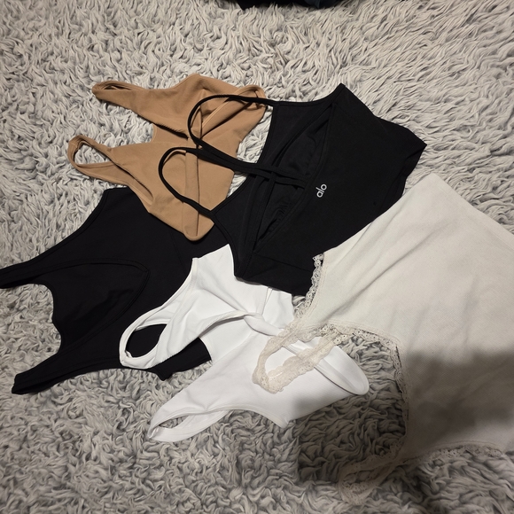 ALO Yoga Tops - Crop Tops - Black, White, Tan